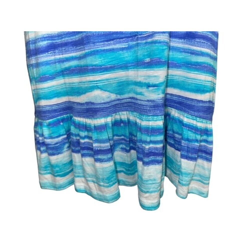 Onque Casual XL Top Charming Blue Striped Ruffles Comfy Soft Fabric Fancy Ruche - Picture 5 of 6